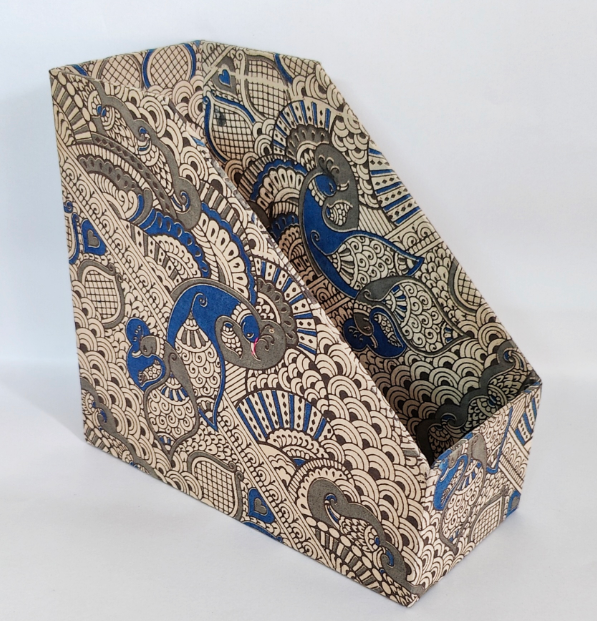 Book Rack/ File Holder, A4 size, Grey Kalamkari Print