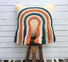 Ivory and Orange Textured Handwoven Cotton Cushion Cover