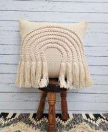 Ivory Rainbow design Handwoven Cotton Cushion Cover