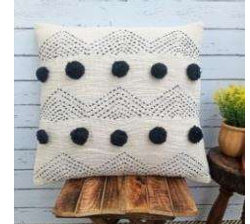 Pom Pom Play Handwoven Cotton Cushion Cover