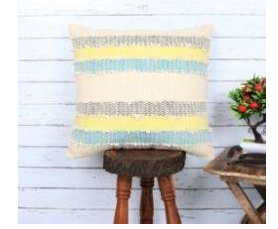 Sunny Stripes Cushion Cover in Raw Handwoven Cotton