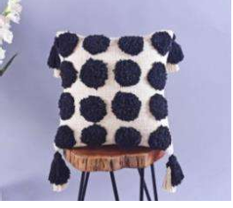 Polka Dot Pom Pom Handwoven Cushion Cover