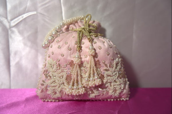 Light Pink Beaded Handcrafted Embroidery Handbag