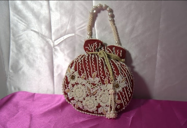 Red Beaded Handcrafted Embroidery Handbag