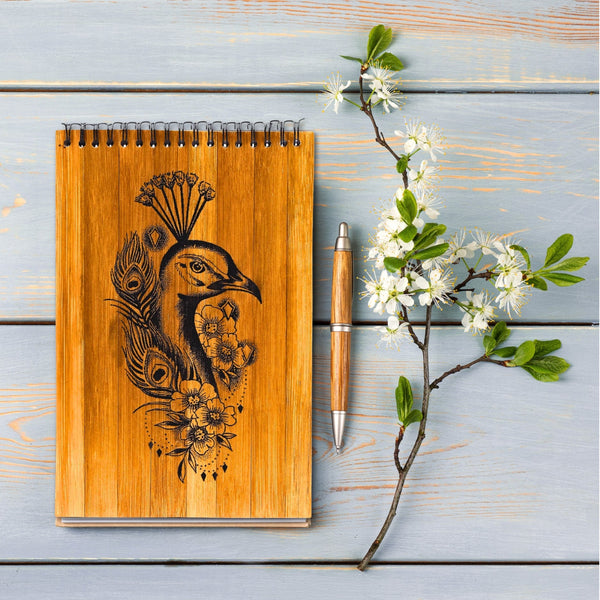 Bamboo Notepad – Peacock Block Print