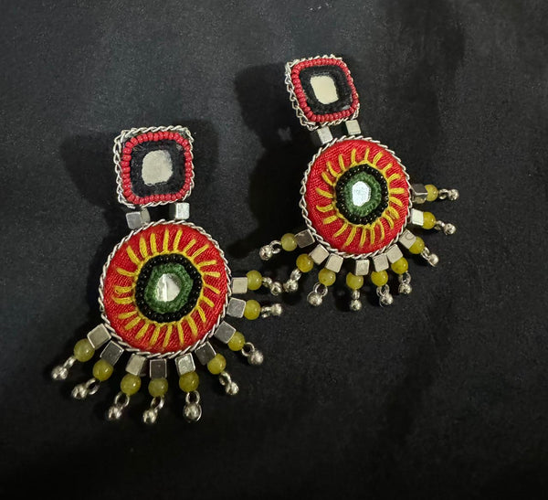 Metal and Thread Ear ring  with Small Dangling Jhumka