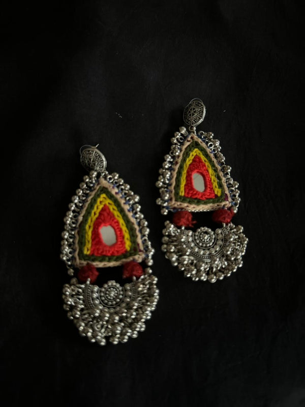 Round Dangling Kutchy Earings in Vibrant Colours