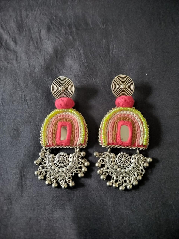 Metal and thread Jhumka Earrings from Kutch