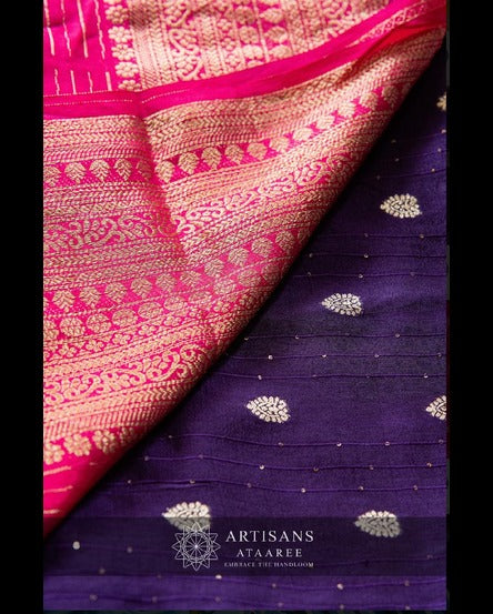 Purple Crepe Silk Saree with Zari Work