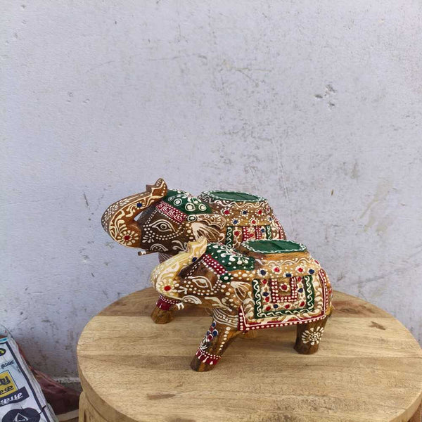 Golden Elephant Figurine - Set of 2