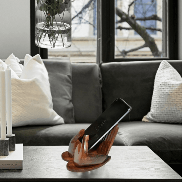 Hand shaped Wooden Arts Phone Stand