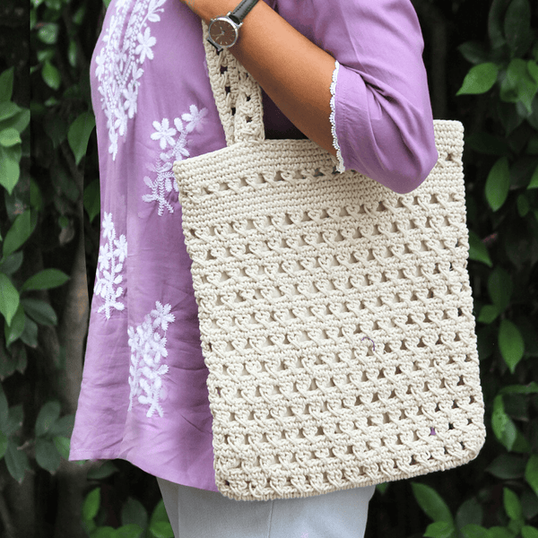 Macrame Full Size Tote Bag