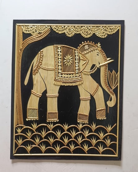 Golden Handcrafted Elephant Wall Art by Sikki Grass