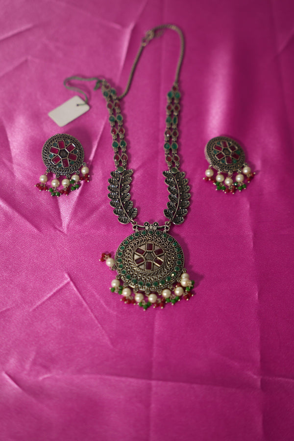 Intricate Silverwork Necklace and Earrings