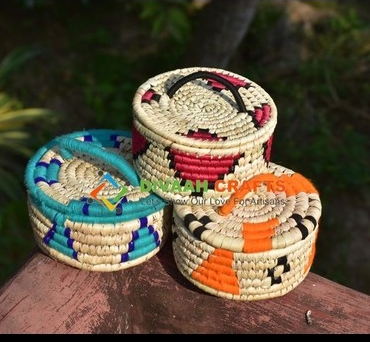 Sabai Grass Colorful Palm Leaf Baskets, from Odisha