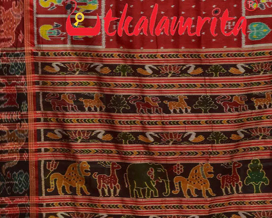 Half Nabarangi Animal Border Khandua Silk Saree