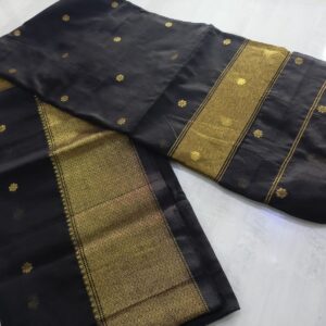 Black Silk Cotton Saree with Floral Motifs