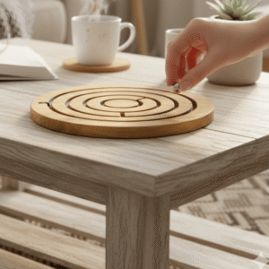 Handcrafted Wooden Marble Maze Puzzle Board