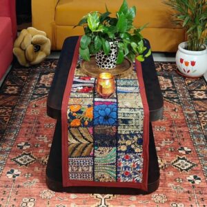 Kambhari Patchwork Table Runner in Brick Red