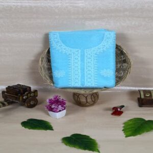 Chikankari Sky Blue Organza Cotton Suit
