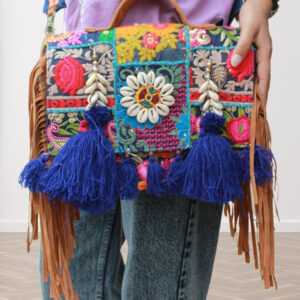 Kambhari Patchwork Blue Color Boho Hand Bag