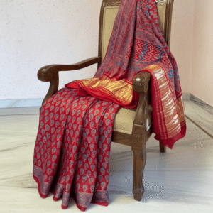 Rakta Jaal Ajrakh Printed Cotton Silk Saree