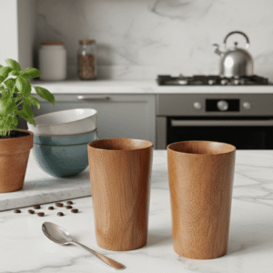 Handcrafted Wooden Drinking Tumblers (Set of 2)