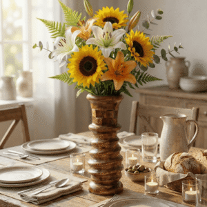 Handcrafted Turned Wooden Decorative Vase