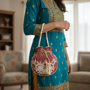 Red Beaded Handcrafted Embroidery Handbag