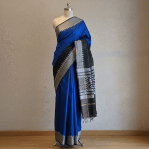 Royal Blue Embroidered Silk Saree
