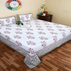 Handmade Block Prints Blossom Bliss Bedsheet using Natural Dyes
