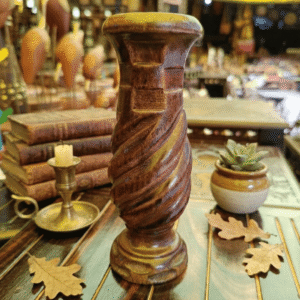 Handcrafted Spiral Turned Wooden Decorative Vase