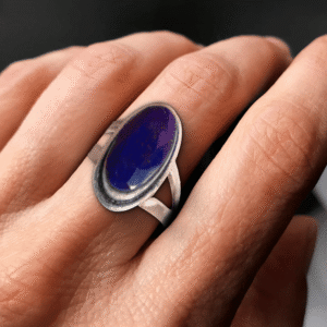 Blue Garnet Gemstone Silver Ring