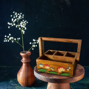Table Spoon and Tissue Paper Stand with Lotus Motifs