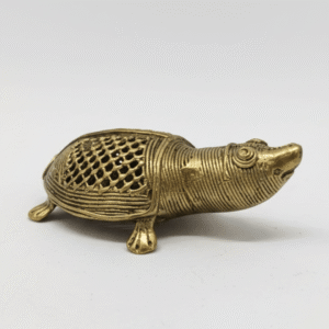 Tribal Home Decor - Dhokra Brass Turtle Figurine Decor Accent
