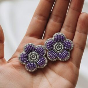 Amethyst Bloom Beaded Studs