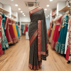 Black Chevron Cotton Saree