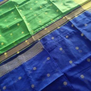 Traditional Handloom Saree in Green and Blue