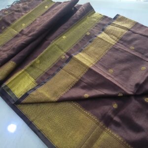 Golden Brown Silk Cotton Mixed Saree