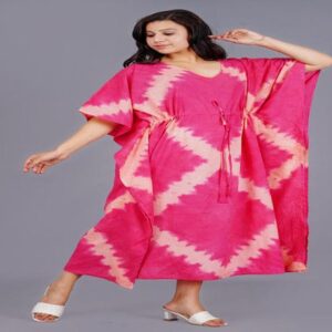 Rosy Horizon Kaftan with Handmade Tie and Dye Print