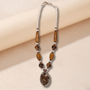 Golden Dune Mosaic Pendant Necklace
