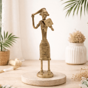 Tribal Home Decor - Dhokra Brass Tribal Lady Figurine Decor Accent