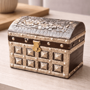Regal Bloom Handcrafted Wooden Storage Chest