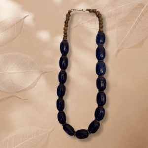 Indigo Drift Wooden Bead Necklace