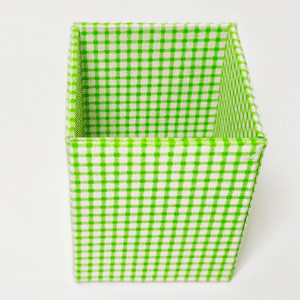 Green and White Checks Handcrafted Small Pen Stand
