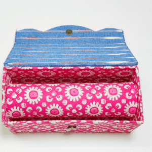 Ikkat Blue and Pink Handcrafted Bangle Box