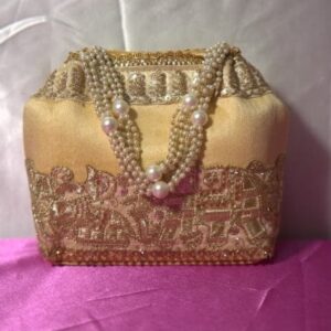 Golden Beaded Handmade Embroidery Handbag