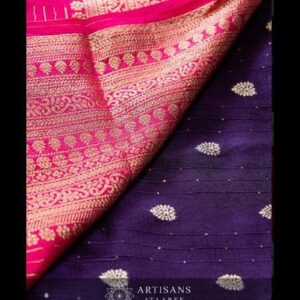 Purple Crepe Silk Saree with Zari Work