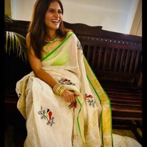 Handwoven Jamdani Cotton Linen Saree