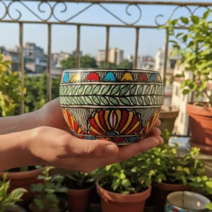 Hand-Painted Madhubani Iron Pot